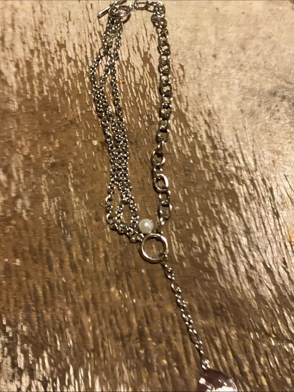 Layered Silver-Tone Necklace with Pearl Accent